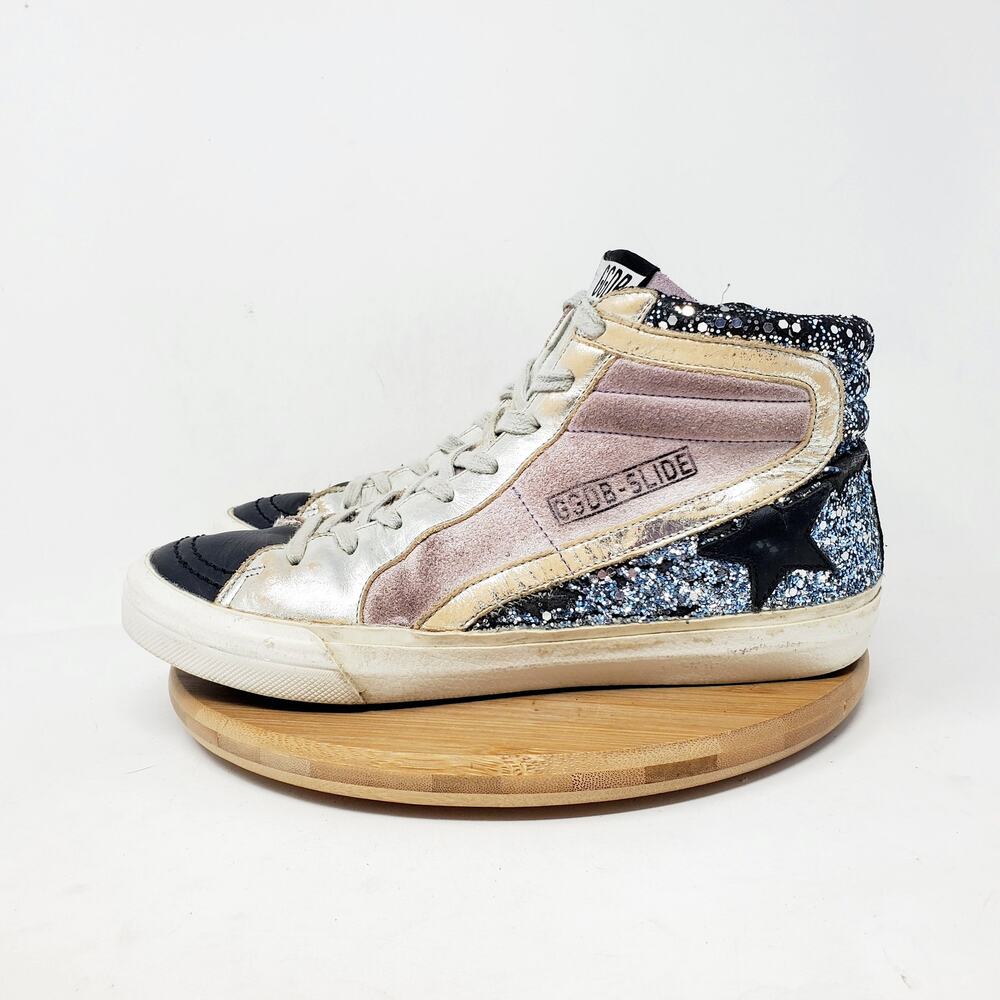 Golden Goose Silver and Black Sneakers